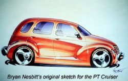 Bryan Nesbitt's original Sketch for the PT Cruiser